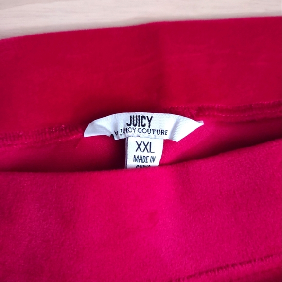 Juicy Couture Cherry Red Sequin Edge Solid Velour Loungewear Pants Y2K Bling - Picture 3 of 8